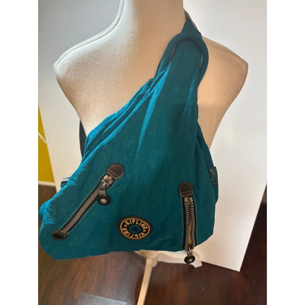 Kipling Shadow Effect Sling Backpack Teal Blue Nylon One Strap Shoulder Bag